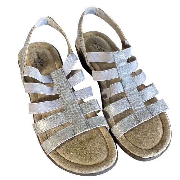 East Fifth Wedge Heel Sandals Womens Size 8 Strappy Stretch to Fit Design - Picture 2 of 8